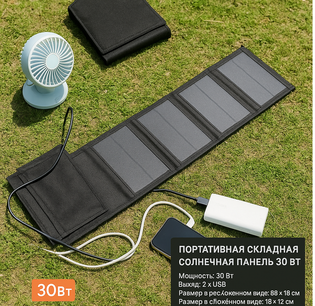 Портативная складная солнечная панель 30W